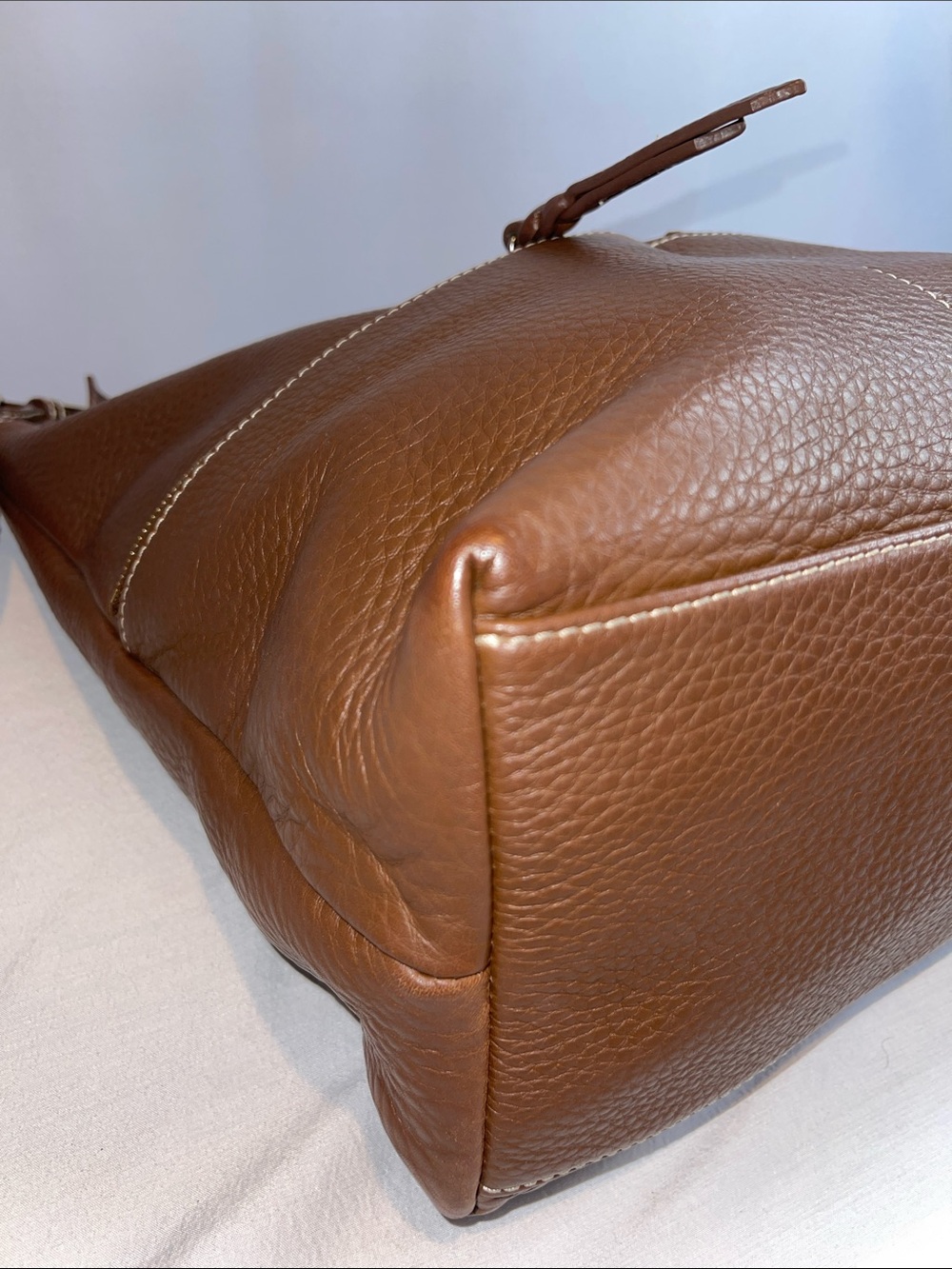 Dooney & Bourke Pebbled Leather Hobo Shoulder Bag Cognac Brown Large Purse - Picture 11 of 17